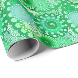 Fractal swirl patroon, turquoise, aqua, jade cadeaupapier