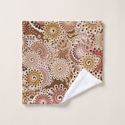 Fractal Swirl Pattern, Brown, Tan en Beige Bad Handdoek (Wasdoekje)