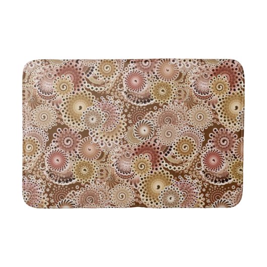 Fractal Swirl Pattern, Brown, Tan en Beige Badmat (Voorkant)