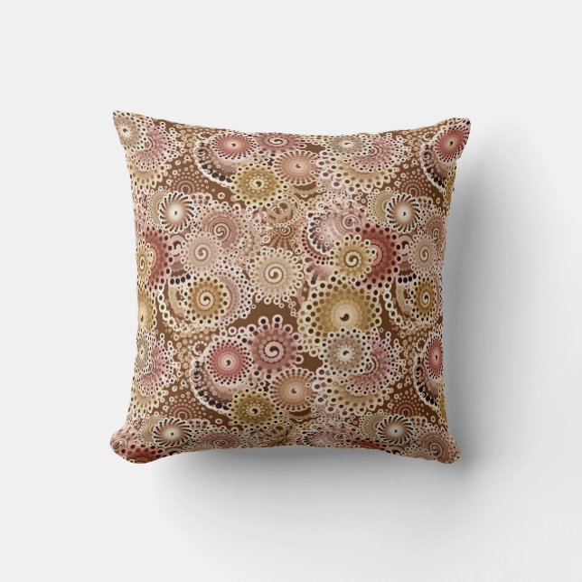 Fractal Swirl Pattern, Brown, Tan en Beige Kussen (Voorkant)