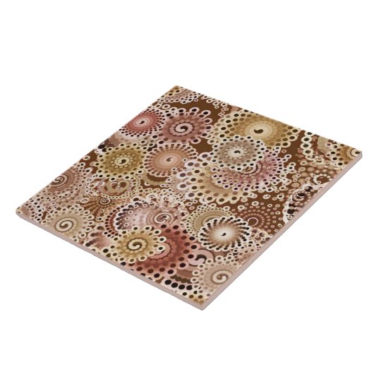 Fractal Swirl Pattern, Brown, Tan en Beige Tegeltje (Zijkant)