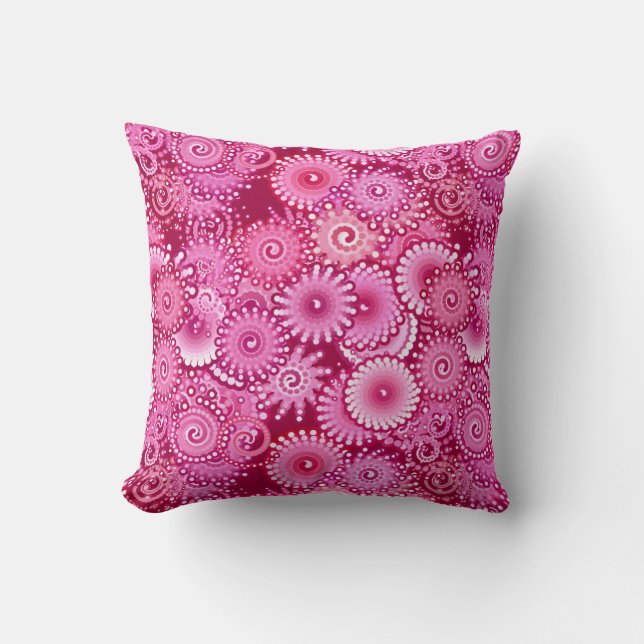 Fractal Swirl Pattern, Magenta, Pink en Burgundy Kussen (Voorkant)