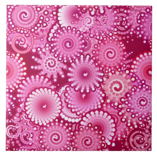 Fractal Swirl Pattern, Magenta, Pink en Burgundy Tegeltje (Voorkant)