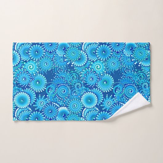 Fractal Swirl Pattern, Shades of Cobalt Blue Bad Handdoek (Handdoek)