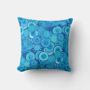 Fractal Swirl Pattern, Shades of Cobalt Blue Kussen