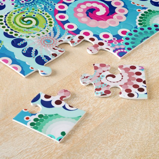 Fractal Swirl Pattern, Turquoise Pink Multi Legpuzzel (Zijkant)