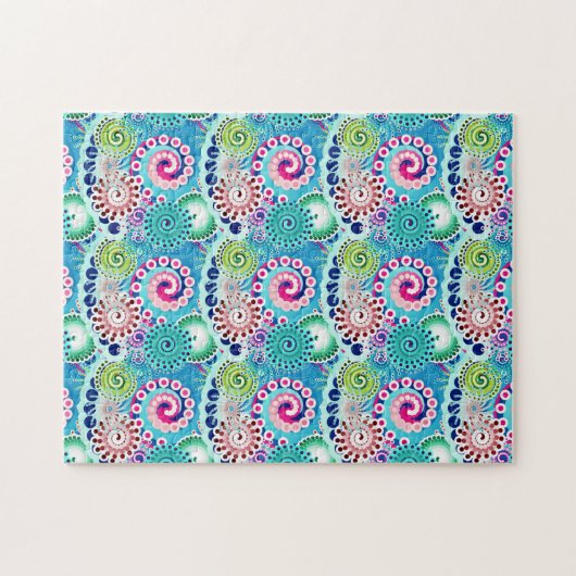 Fractal Swirl Pattern, Turquoise Pink Multi Legpuzzel (Horizontaal)