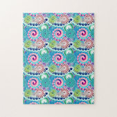 Fractal Swirl Pattern, Turquoise Pink Multi Legpuzzel (Verticaal)