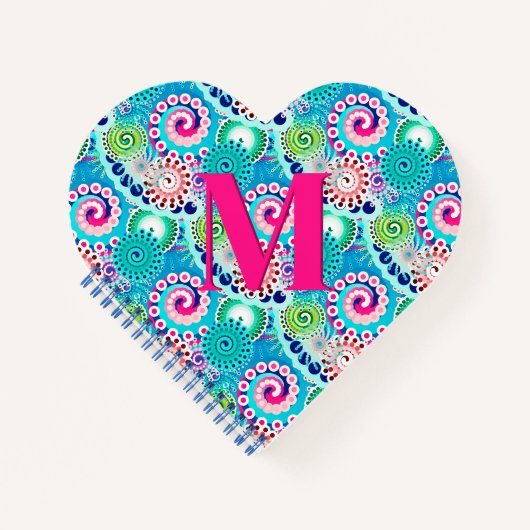 Fractal Swirl Pattern, Turquoise Pink Multi Notitieboek (Voorkant)