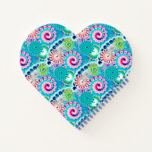 Fractal Swirl Pattern, Turquoise Pink Multi Notitieboek (Achterkant)