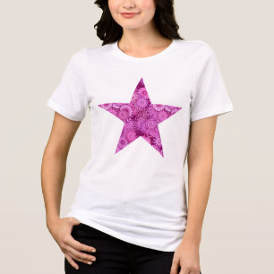 Fractal swirl star, paars, roze, pruimen, lila Tri-Blend shirt