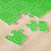 Fractal Swirl Turtle Limoen en Emerald Green Legpuzzel (Zijkant)