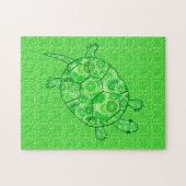 Fractal Swirl Turtle Limoen en Emerald Green Legpuzzel (Horizontaal)