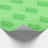 Fractal swirl turtle - limoen en smaragdgroen cadeaupapier (Hoek)