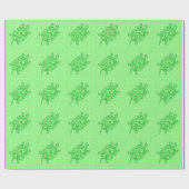 Fractal swirl turtle - limoen en smaragdgroen cadeaupapier (Vlak)