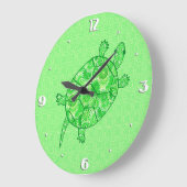 Fractal swirl turtle - limoen en smaragdgroen grote klok (Hoek)