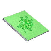 Fractal swirl turtle - limoen en smaragdgroen notitieboek (Rechterzijde)