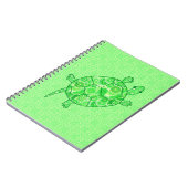 Fractal swirl turtle - limoen en smaragdgroen notitieboek (Linkerzijde)