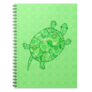 Fractal swirl turtle - limoen en smaragdgroen notitieboek