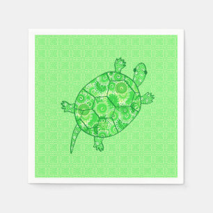 Fractal swirl turtle - limoen en smaragdgroen servet