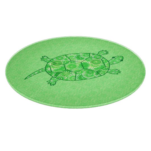 Fractal swirl turtle - limoen en smaragdgroen snijplank (Hoek)