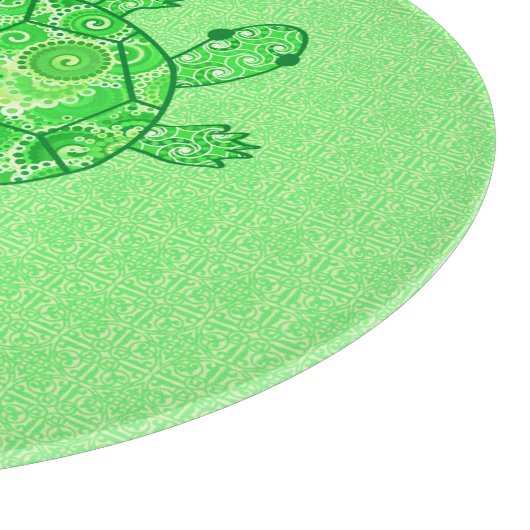 Fractal swirl turtle - limoen en smaragdgroen snijplank (Hoek)