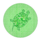 Fractal swirl turtle - limoen en smaragdgroen snijplank (Voorkant)