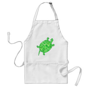 Fractal swirl turtle - limoen en smaragdgroen standaard schort