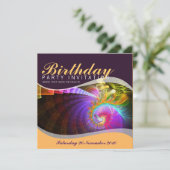 Fractal Swirl verjaardagsfeestje uitnodiging (Staand voorkant)