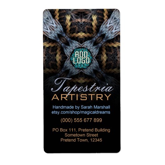 Fractal Tapestry Art met Logo Business Label (Voorkant)