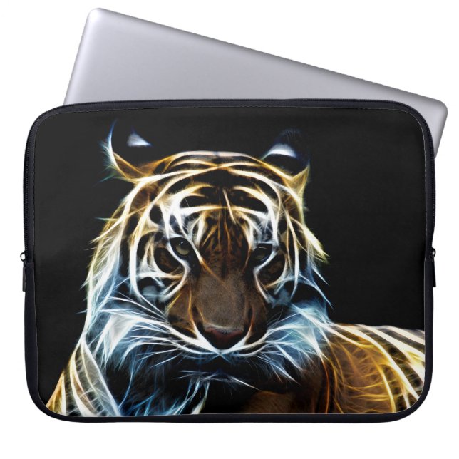 Fractal tijger laptop sleeve (Voorkant)