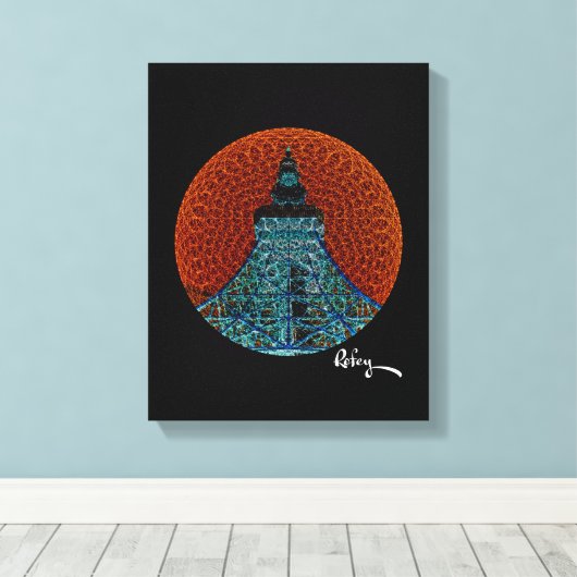 Fractal Tokyo Tower van Rofey Canvas Afdruk (Insitu (Houten vloer))