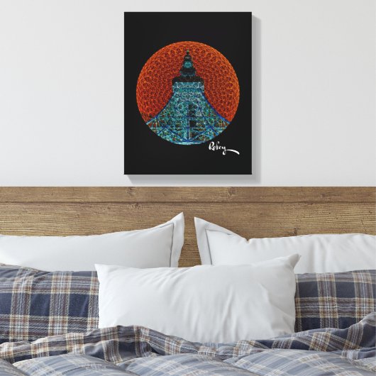 Fractal Tokyo Tower van Rofey Canvas Afdruk (Insitu (Slaapkamer))