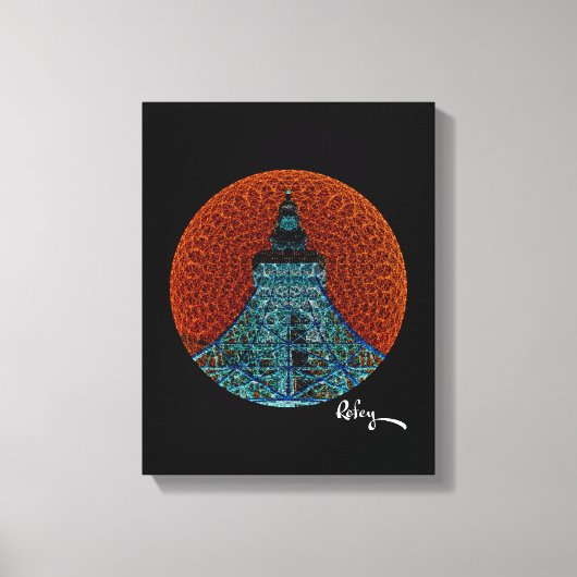 Fractal Tokyo Tower van Rofey Canvas Afdruk (Voorkant)