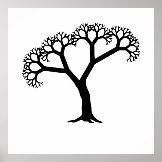 Fractal Tree Black Poster (Voorkant)