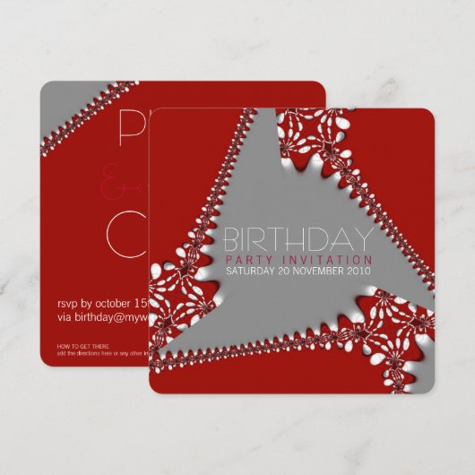 Fractal Tri-Abstract Birthday Invitation Kaart (Voorkant / Achterkant)