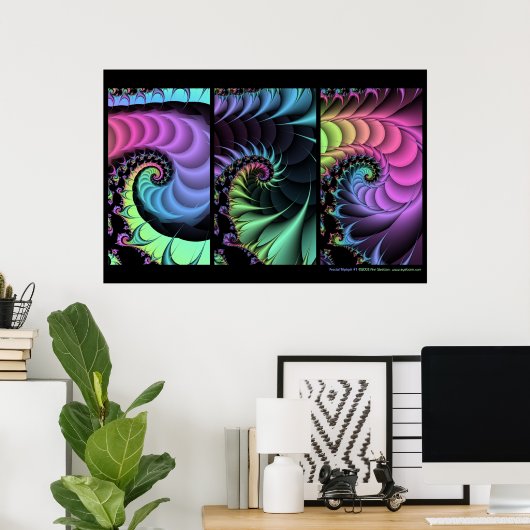 Fractal Triptych #1 Poster (Thuiskantoor)