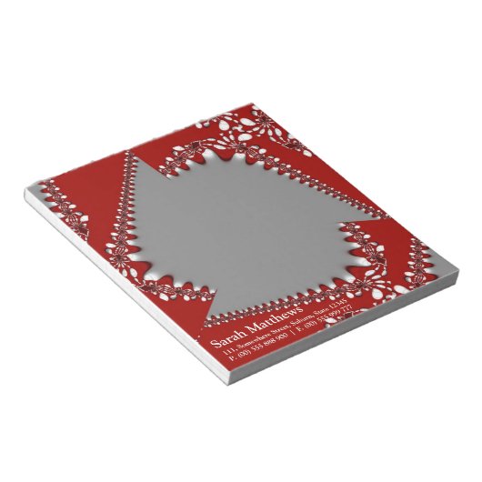 Fractal Twist Red+Silver Custom Notitieblok (Schuin)