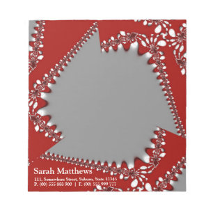 Fractal Twist Rood+Zilver Aangepaste Notitieblok