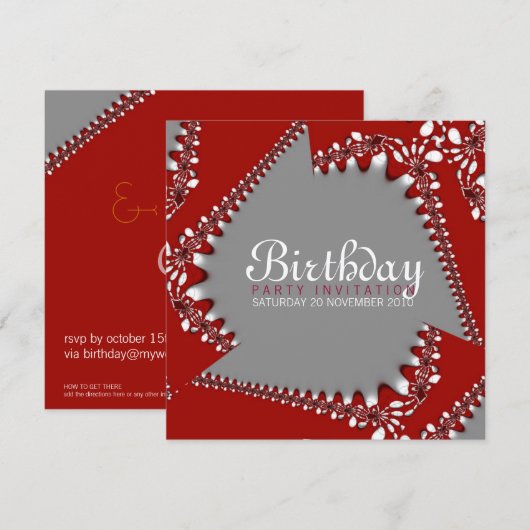 Fractal Twista Birthday Invitation Kaart (Voorkant / Achterkant)