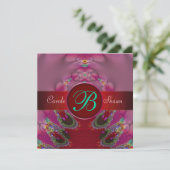 Fractal Union Lace Monogram Weddenschap Uitnodigin Kaart (Staand voorkant)