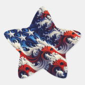 Fractal US Flag Design Ster Sticker (Voorkant)