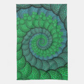 Fractal van blauwe en groene peacock theedoek (Verticaal)