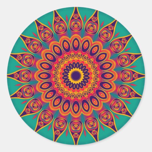 Fractal van de Caleidoscoop van het tattoo Ronde Sticker (Voorkant)