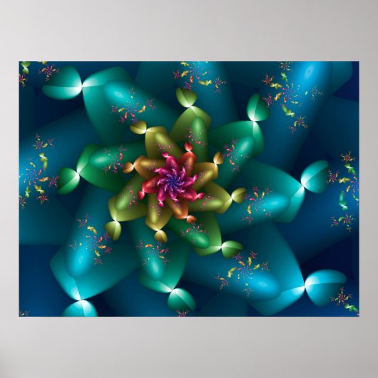 Fractal van draaiende golven poster (Voorkant)