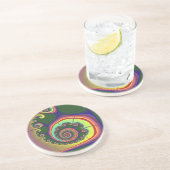 Fractal van groene spiraal zandsteen onderzetter (Zijkant)