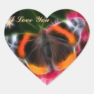Fractal van Red Admiral Butterfly Hart Sticker