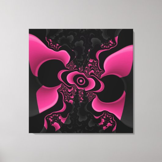 Fractal van zwarte en roze vlinder canvas afdruk (Voorkant)