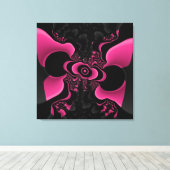 Fractal van zwarte en roze vlinder canvas afdruk (Insitu (Houten vloer))