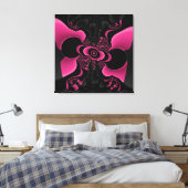 Fractal van zwarte en roze vlinder canvas afdruk (Insitu (Slaapkamer))